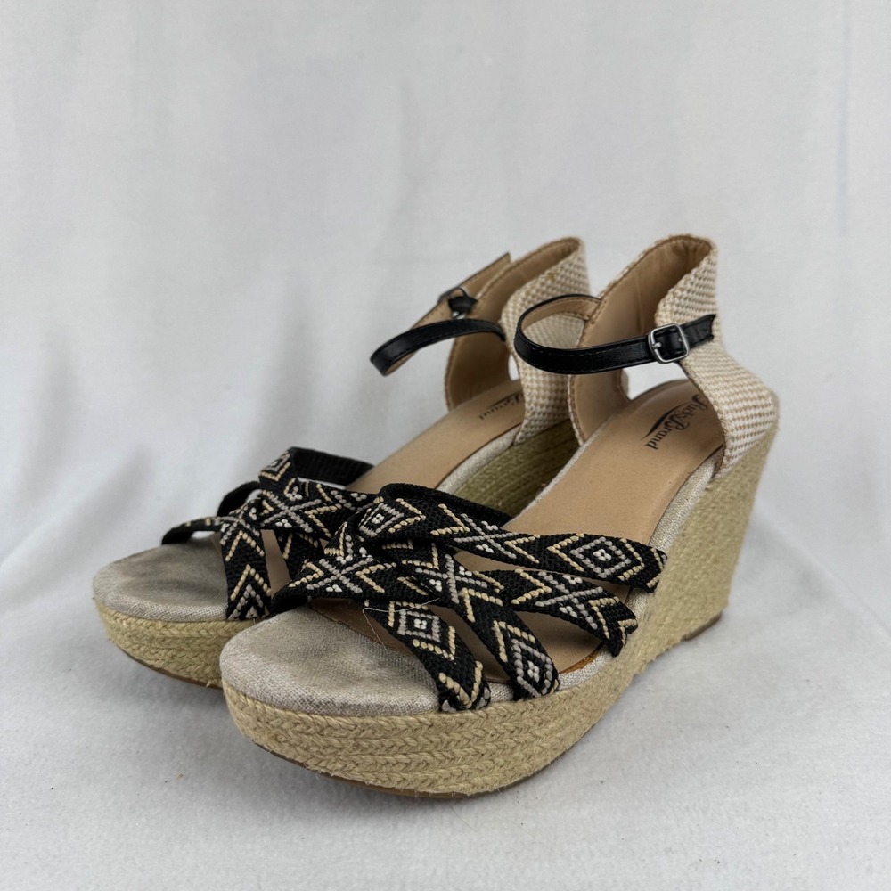 Lucky‎ Brand Wedge Espadrille Sandals Platform Ankle Strap Woven 8.5